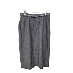 Vintage Austin Hill Wool Skirt with Belt Knee Length Pencil Capsule Quiet Luxury